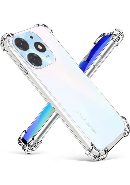 Tecno Spark 10 Pro Kapak Kamera Korumalı Airbag Antishock Köşe Korumalı Şeffaf Silikon Kılıf