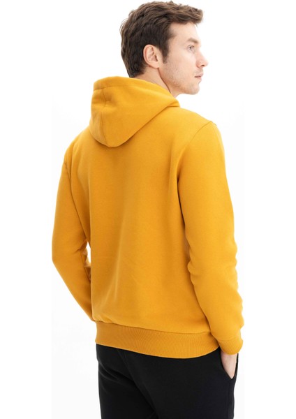 Erkek Baskılı 3 İplik Regular Fit Cepsiz Kapşonlu Sweatshirt K26254625801