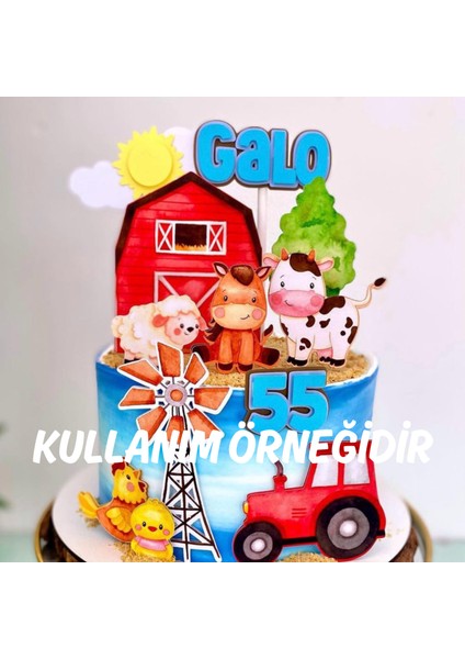 Çiftlik Temalı Kişiye Özel Erkek Kız Çocuk Doğum Günü Çubuklu Pasta Süsü Seti fiyatları