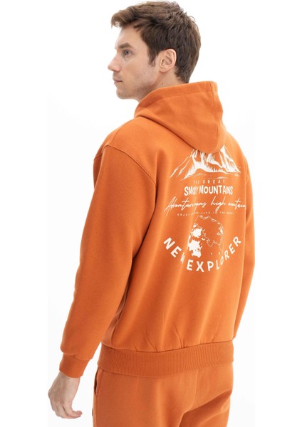 Şardonlu 3 İplik Erkek Relax Fit Kanguru Cepli Kapşonlu Sweatshirt K26254625701