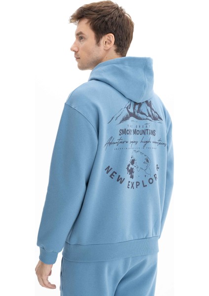 Şardonlu 3 İplik Erkek Relax Fit Kanguru Cepli Kapşonlu Sweatshirt K26254625701