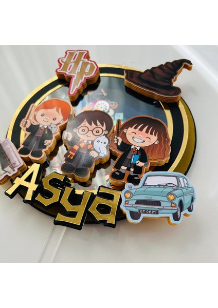 Cake Topper Harry Potter Temalı Kız Erkek Çocuk Doğum Günü Kişiye Özel Pasta Süsü (19x20cm)