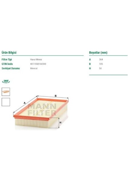 MAN-C37153 Hava Filtresi A3-Tt-Leon -Toledo Iı -Octavıa ...