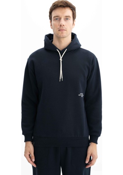 Erkek Relax Fit Kapüşonlu Cepsiz Sweatshirt K26254625201