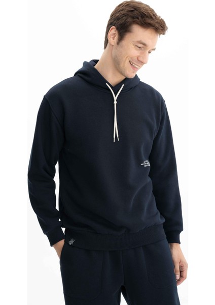 Erkek Relax Fit Kapüşonlu Cepsiz Sweatshirt K26254625201