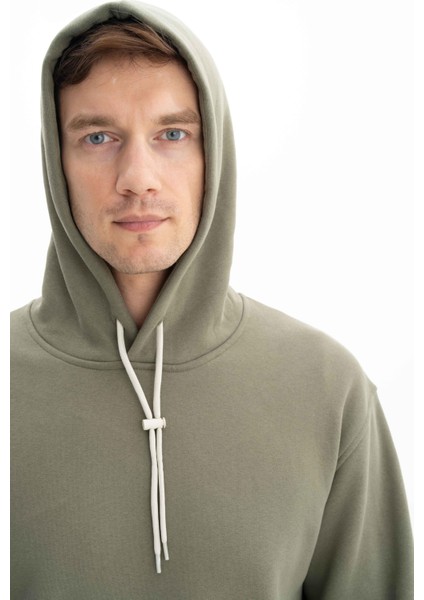 Erkek Relax Fit Kapüşonlu Cepsiz Sweatshirt K26254625201