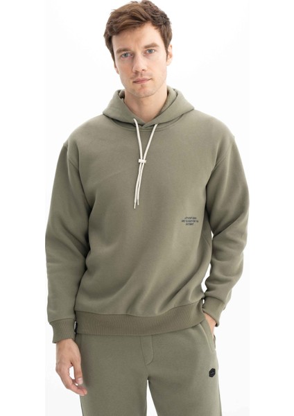 Erkek Relax Fit Kapüşonlu Cepsiz Sweatshirt K26254625201