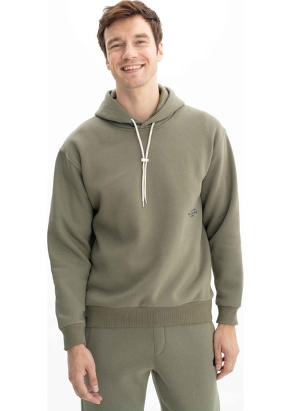 Erkek Relax Fit Kapüşonlu Cepsiz Sweatshirt K26254625201