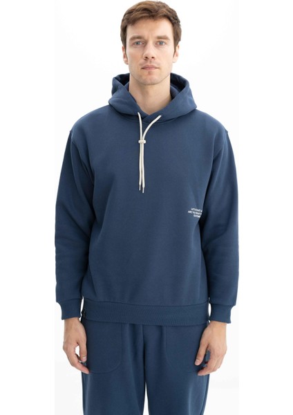 Erkek Relax Fit Kapüşonlu Cepsiz Sweatshirt K26254625201