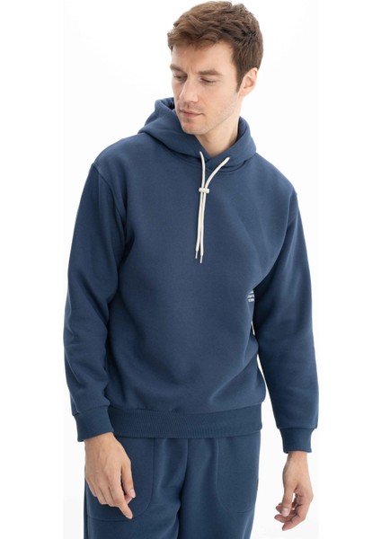 Erkek Relax Fit Kapüşonlu Cepsiz Sweatshirt K26254625201