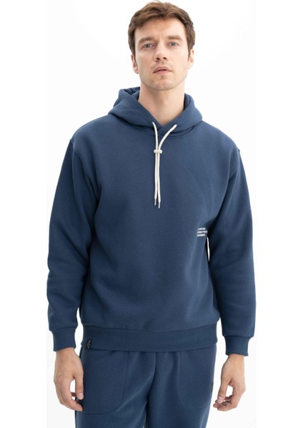 Erkek Relax Fit Kapüşonlu Cepsiz Sweatshirt K26254625201