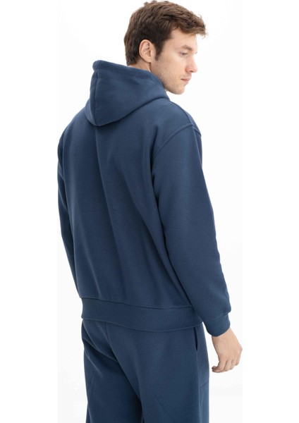 Erkek Relax Fit Kapüşonlu Cepsiz Sweatshirt K26254625201