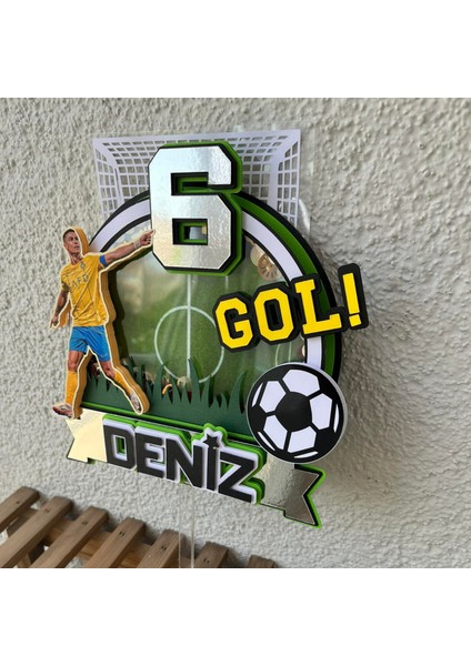 Cake Topper Futbol Temalı Kişiye Özel Erkek Çocuk Doğum Günü Pasta Süsü (22X18CM)