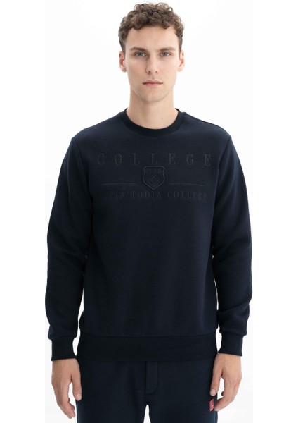 Erkek Baskılı 3 İplik Şardonlu Regular Fit Bisiklet Yaka Sweatshirt K26124600801