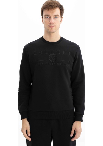 Erkek Baskılı 3 İplik Şardonlu Regular Fit Bisiklet Yaka Sweatshirt K26124600801