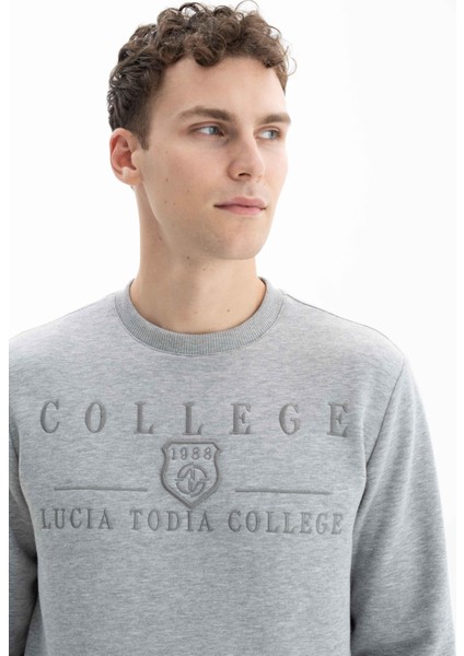 Erkek Baskılı 3 İplik Şardonlu Regular Fit Bisiklet Yaka Sweatshirt K26124600801 fiyatları