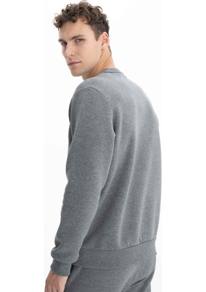 Erkek Baskılı 3 İplik Şardonlu Regular Fit Bisiklet Yaka Sweatshirt K26124600801