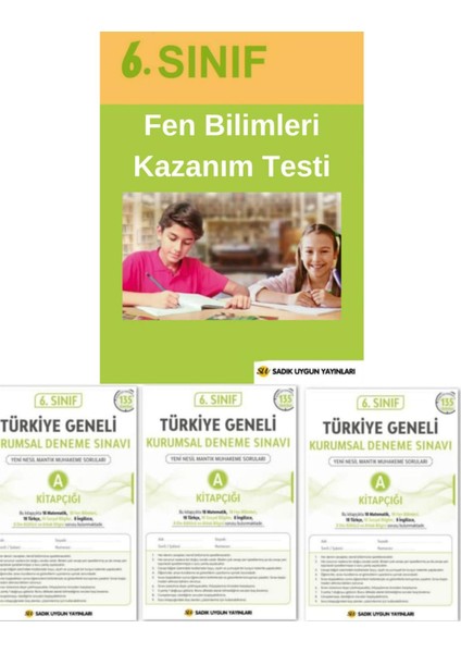 6. Sınıf Fen Bilimleri Kazanım Tarama Test Seti - 3 Adet Deneme Sınavı