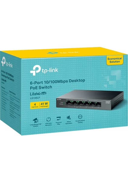 Tp-Lınk LS106LP 6 Port 10/100 Yönetilemez Poe Swıtch