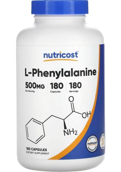 L-Phenylalanine 500MG 180 Capsul - Non-Gmo Amino Acid Usa Menşei