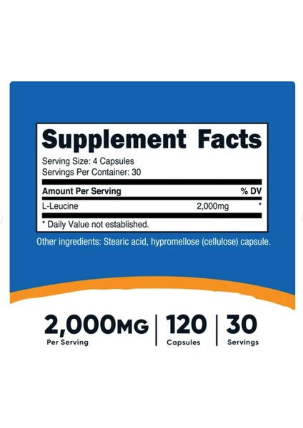 L-Leucine 2 000MG Supplement 120 Vegetarian Capsules 30 Servings usa