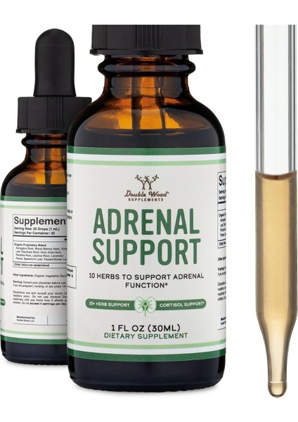 Adrenal Support Supplements (Liquid Drops) - 10 Organic Adaptogens For Adrenal Fatigue (One Month Supply) Cortisol Manager For Stress Relief (10 Apoptogenic Herbs For Adrenal HEALTH)30ML 3