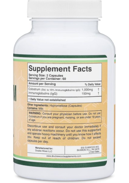Colostrum 120 Capsules 1 000MG Per Serving (Bovine Colostrum) 3538