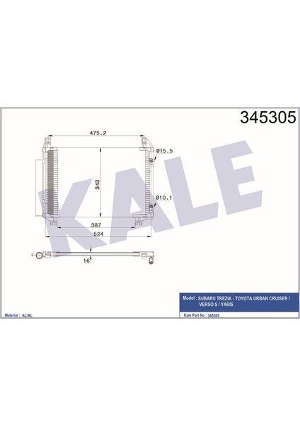 KLR-345305 Klima Kondenseri Yaris 1.0i 16V-1.3İ 16V-1.5İ...