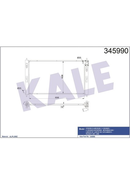KLR-345990 Radyatör Mıtsubıshı Lancer 08 Outlander 06-12...