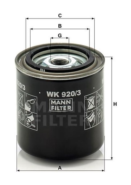 MAN-WK9203 Yakıt Filtresi Mazda B-Serie Pickup 2.5 D 4WD...