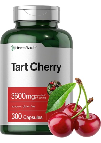 Horbäach Tart Cherry Extract Capsules | 3600MG | 300 Pills | Non-Gmo Gluten Free | Traditional Herbal Supplement