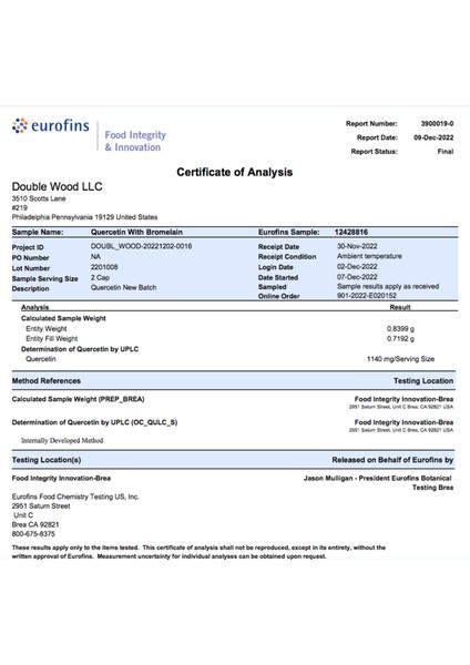 Quercetin With Bromelain 1 200MG 120 Capsul usa fırsatları