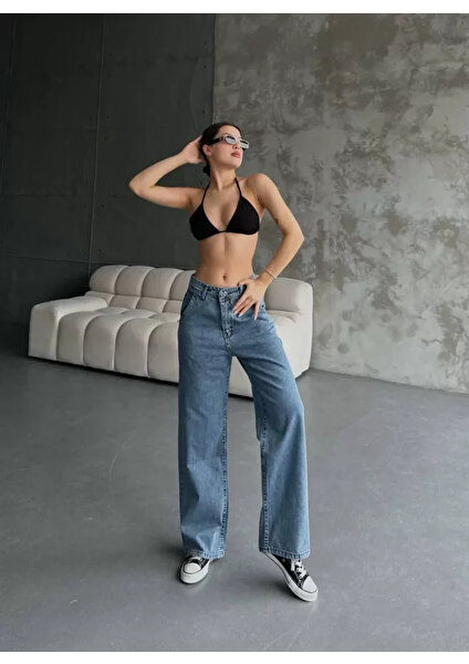 Ceylin Moda Ceylinmoda Palazzo Jeans Pantalon - Mavi