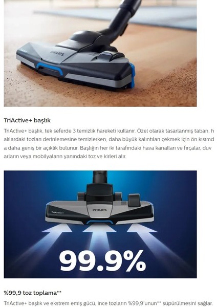 Toz Torbasız 750W Süpürge Powerpro Max Triactive Başlık Hepa 13 hijyenik Temizlik Lambader Hediye