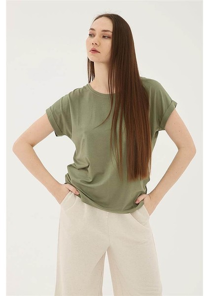 24Y0194K1 Fashion Friends Kadın Bluz Haki modelleri
