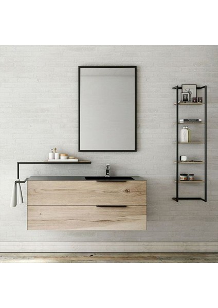 Siyah Metal Banyo Rafı