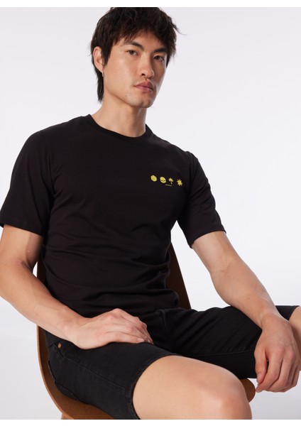 Bisiklet Yaka Siyah Erkek T-Shirt Jcoelmer Tee Ss Crew Neck Exc