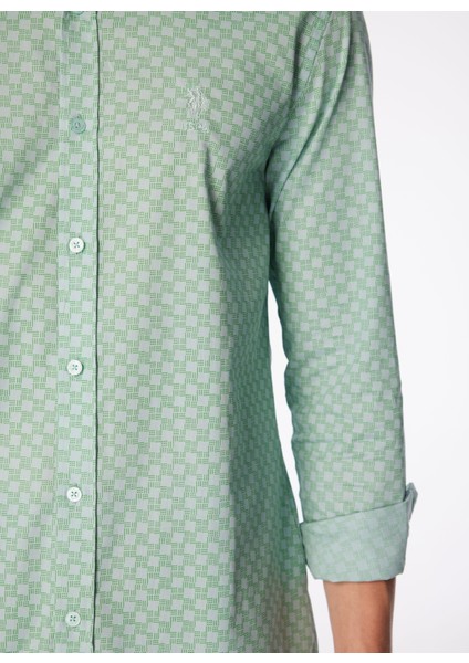 Regular Fit Düğmeli Yaka Su Yeşili Erkek Gömlek Godes fırsatları