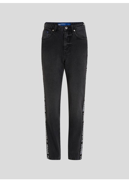 Yüksek Bel Düz Paça Standart Siyah Kadın Denim Pantolon 240J1112