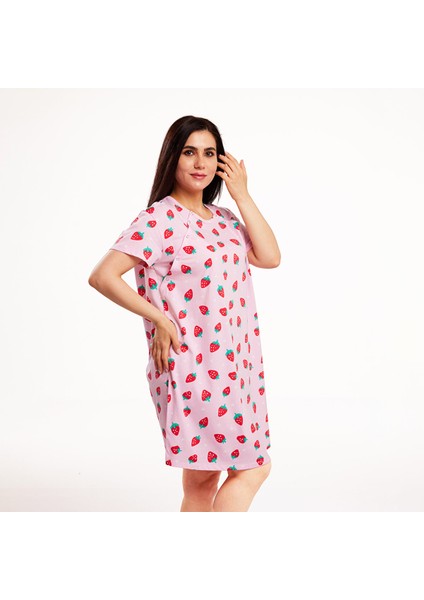 Çilek Desenli Gecelik Anne Giyim modelleri