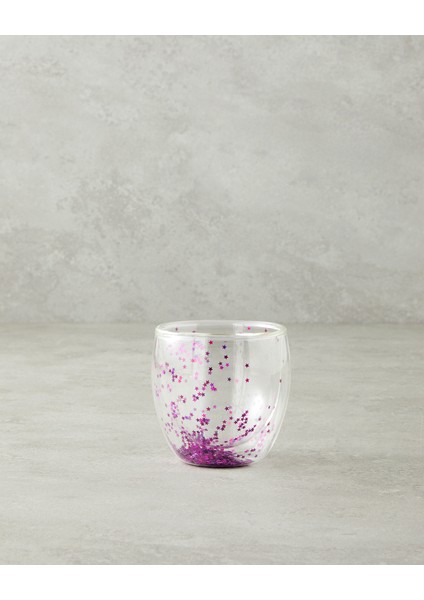 Sparkle Borosilkat Cam Double Wall Kupa Pembe