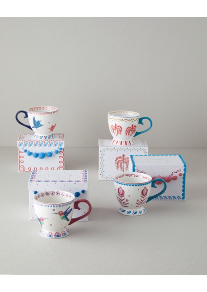 English Home Carnaval Birds New Bone China Kupa Mavi