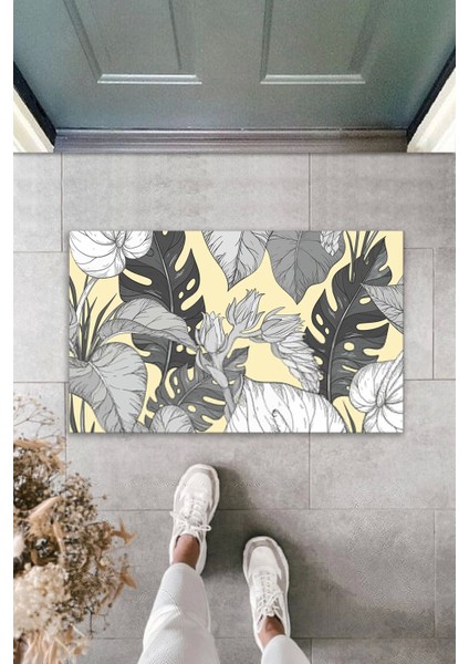 3D Baskı Özel Tasarım Gri Yaprak Dış Mekan Paspas