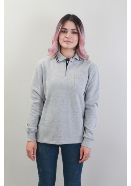 Polo Yaka Sweatshirt Unisex Füme 1006PGSTDDGR