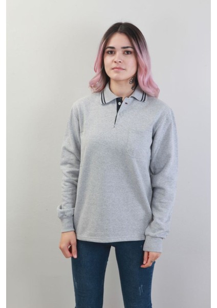 Polo Yaka Sweatshirt Unisex Füme 1006PGSTDDGR