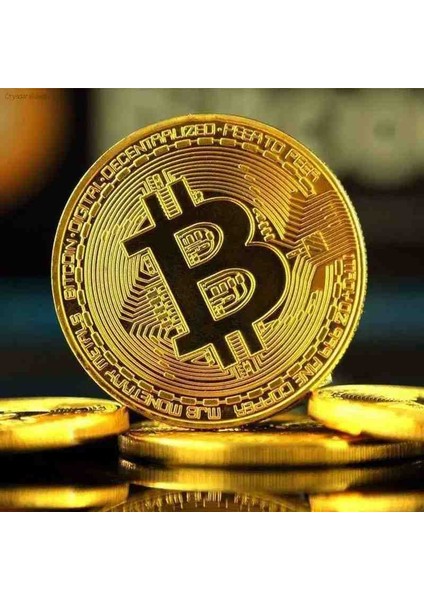 Bitcoin Madeni Para Özel Üretim Gold Altın Görünümlü Dekoratif Hatıra Anı Metal Bitcoin