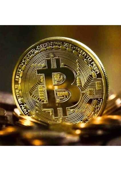 Bitcoin Madeni Para Özel Üretim Gold Altın Görünümlü Dekoratif Hatıra Anı Metal Bitcoin