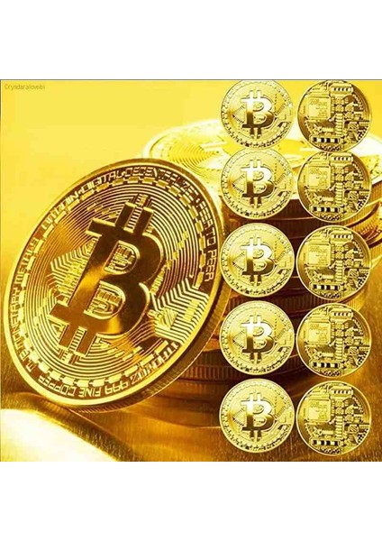 Bitcoin Madeni Para Özel Üretim Gold Altın Görünümlü Dekoratif Hatıra Anı Metal Bitcoin