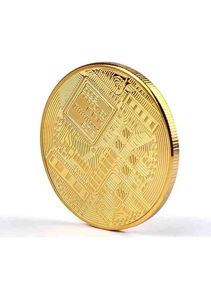 Bitcoin Madeni Para Özel Üretim Gold Altın Görünümlü Dekoratif Hatıra Anı Metal Bitcoin