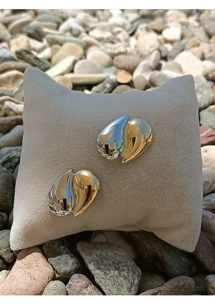 Gold ve Silver Ikili Damla Botte Küpe